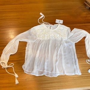 Free People ivory embroidered blouse. NWT